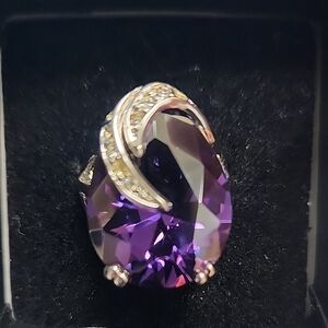 Amethyst Ring with crystals in Sterling Silver setting